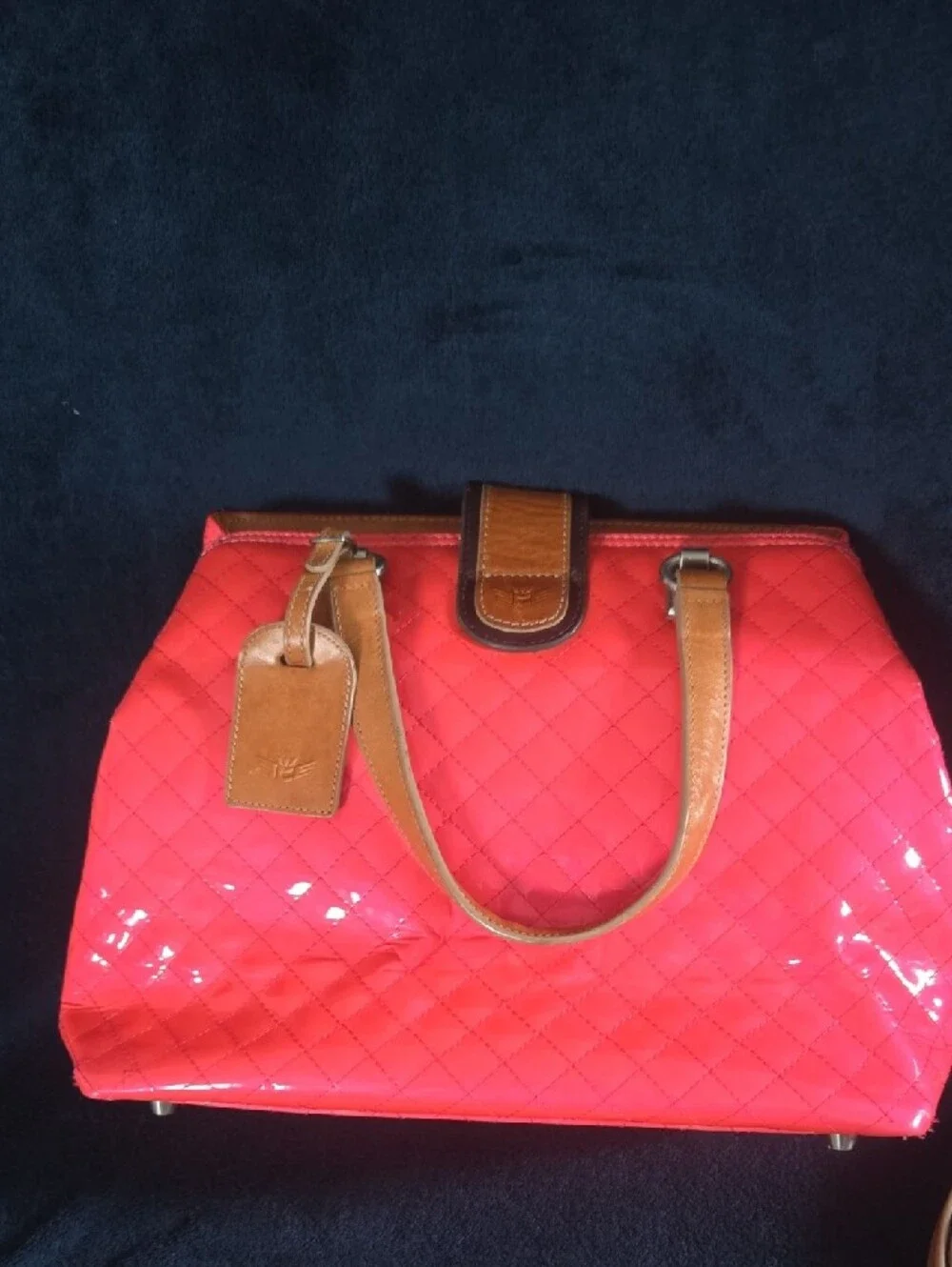 CONSUELA Rare Vintage Patent Pink Scream Candy Crush Quilted Tote *Discontinued*